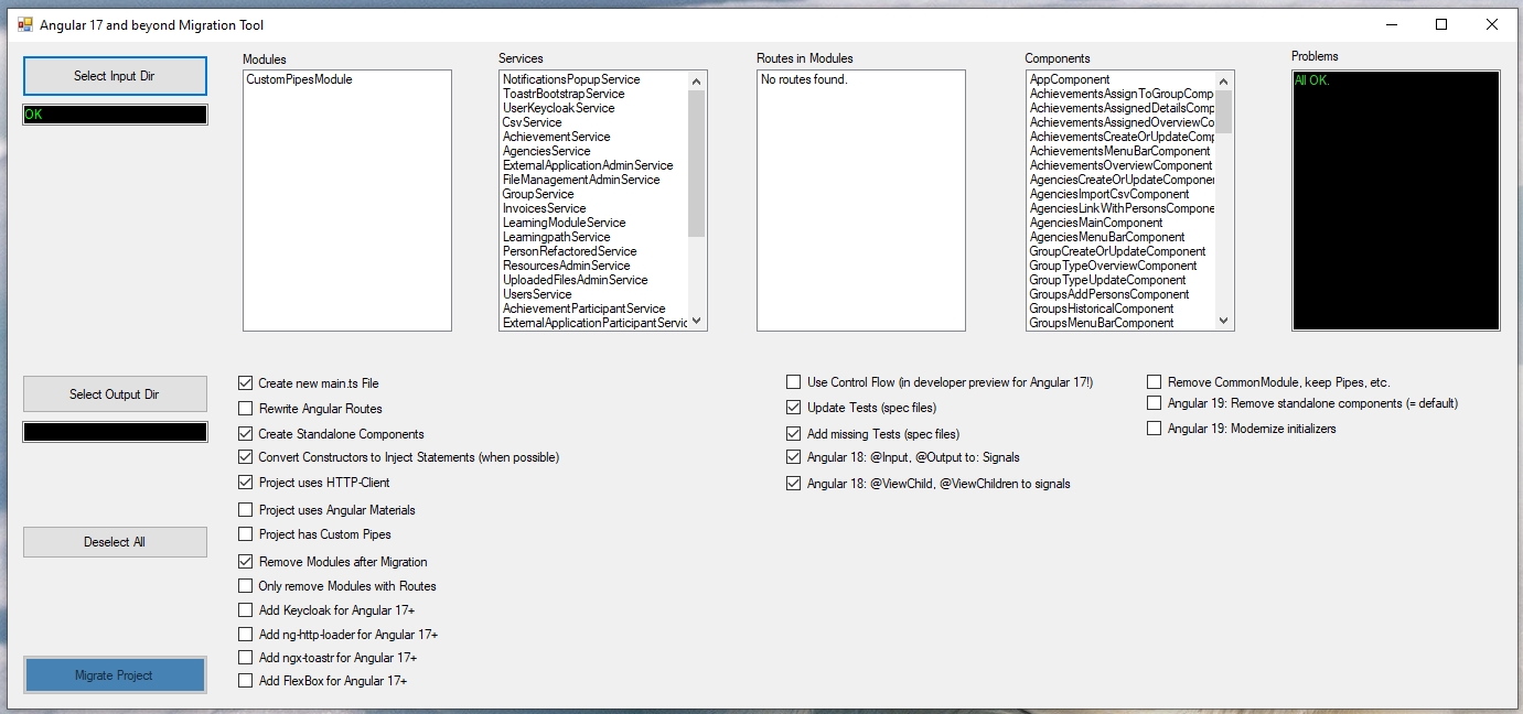 Angular migration tool in development