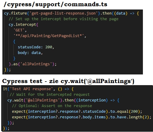 Cypress commands fixture and intercept